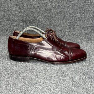 Bally Cap Toe Dress Shoes Men's Size 10.5 D Burgundy Leather Classic Oxford